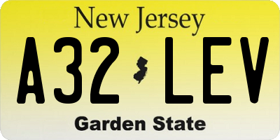 NJ license plate A32LEV