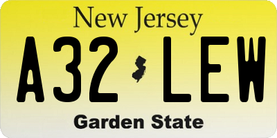 NJ license plate A32LEW