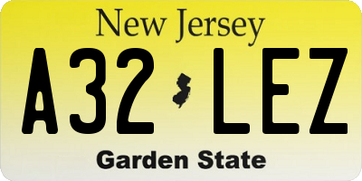 NJ license plate A32LEZ