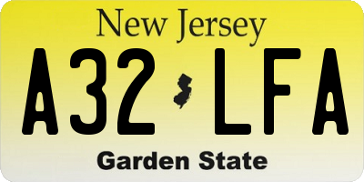 NJ license plate A32LFA