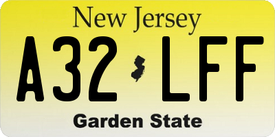 NJ license plate A32LFF