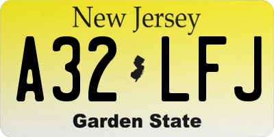 NJ license plate A32LFJ