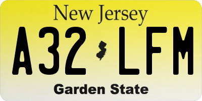 NJ license plate A32LFM