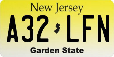 NJ license plate A32LFN