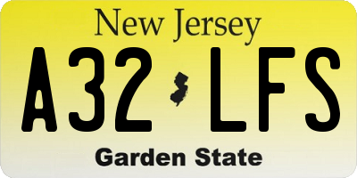 NJ license plate A32LFS