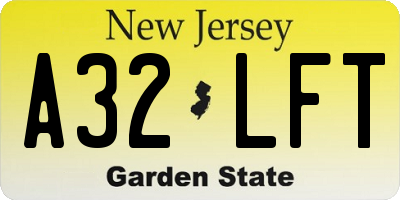 NJ license plate A32LFT