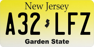 NJ license plate A32LFZ