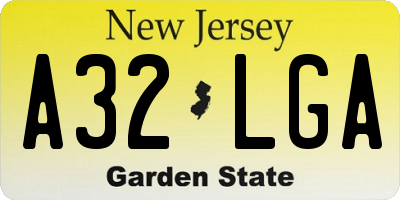 NJ license plate A32LGA