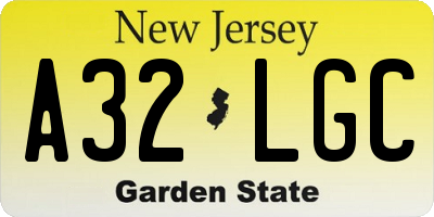 NJ license plate A32LGC
