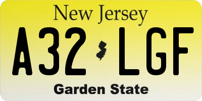 NJ license plate A32LGF