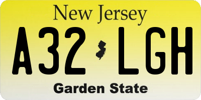 NJ license plate A32LGH