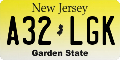 NJ license plate A32LGK