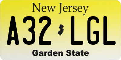 NJ license plate A32LGL