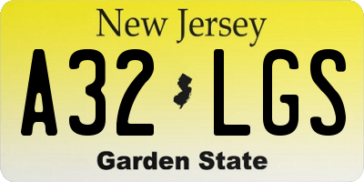 NJ license plate A32LGS