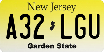 NJ license plate A32LGU