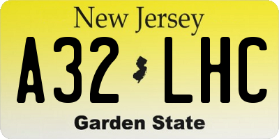 NJ license plate A32LHC