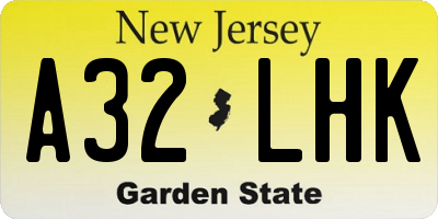 NJ license plate A32LHK