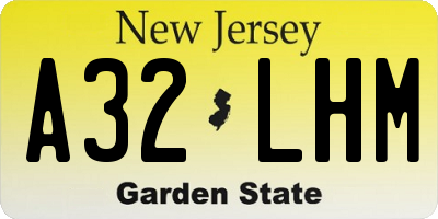 NJ license plate A32LHM