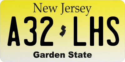 NJ license plate A32LHS