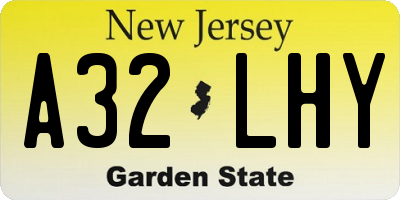 NJ license plate A32LHY