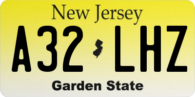 NJ license plate A32LHZ