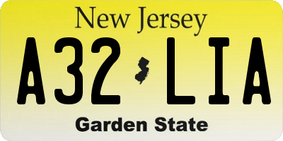 NJ license plate A32LIA