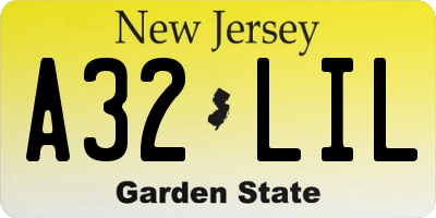 NJ license plate A32LIL