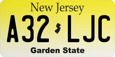 NJ license plate A32LJC