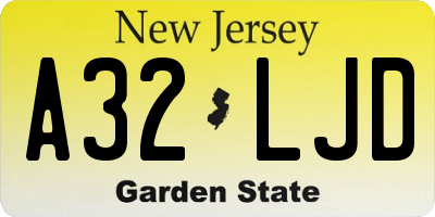NJ license plate A32LJD