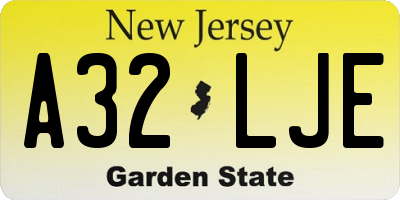 NJ license plate A32LJE