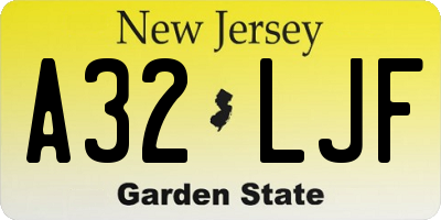 NJ license plate A32LJF