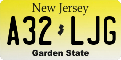 NJ license plate A32LJG