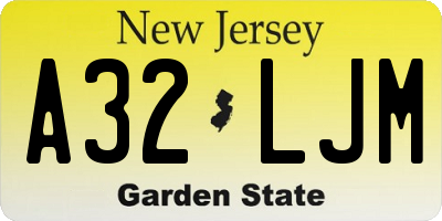 NJ license plate A32LJM
