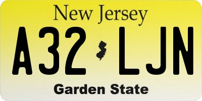 NJ license plate A32LJN