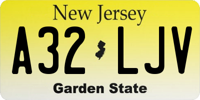NJ license plate A32LJV