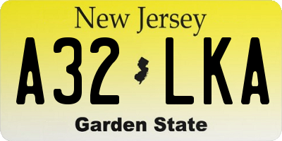NJ license plate A32LKA