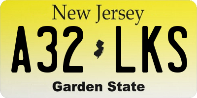 NJ license plate A32LKS