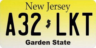 NJ license plate A32LKT