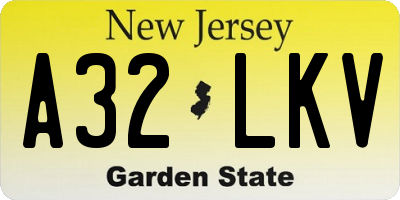 NJ license plate A32LKV