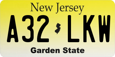 NJ license plate A32LKW