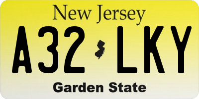NJ license plate A32LKY