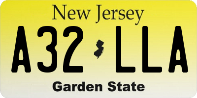 NJ license plate A32LLA