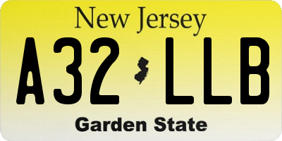 NJ license plate A32LLB