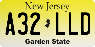 NJ license plate A32LLD