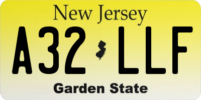 NJ license plate A32LLF