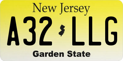 NJ license plate A32LLG