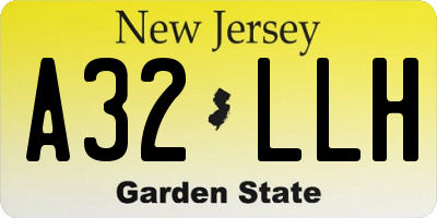 NJ license plate A32LLH