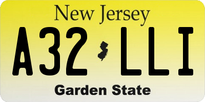 NJ license plate A32LLI