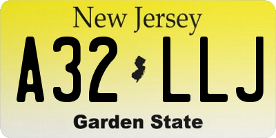 NJ license plate A32LLJ