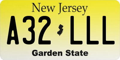 NJ license plate A32LLL